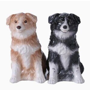 Border Collies Salt and Pepper Shaker Set  new in box